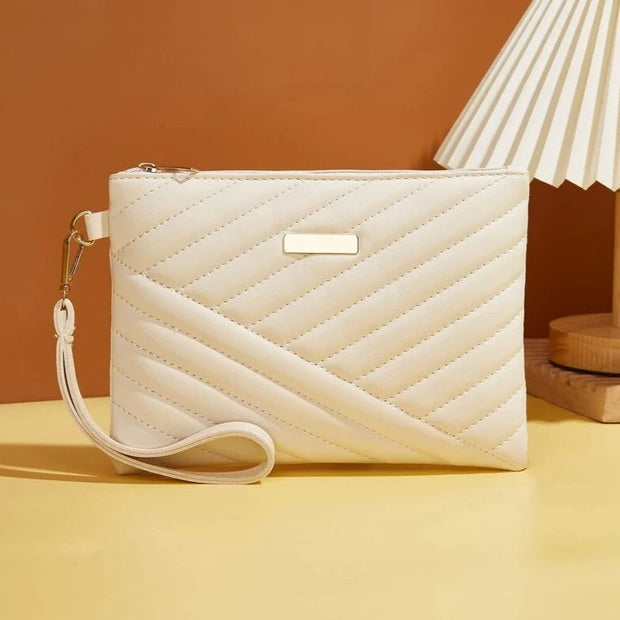 Ivory Embroidered Envelope Wristlet