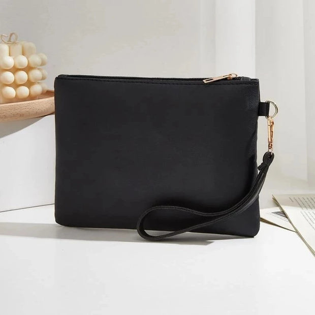 Black Embroidered Envelope Wristlet