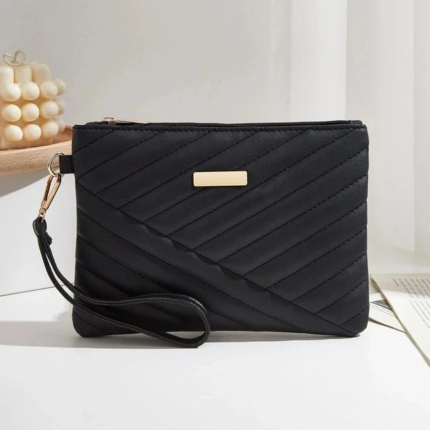 Black Embroidered Envelope Wristlet