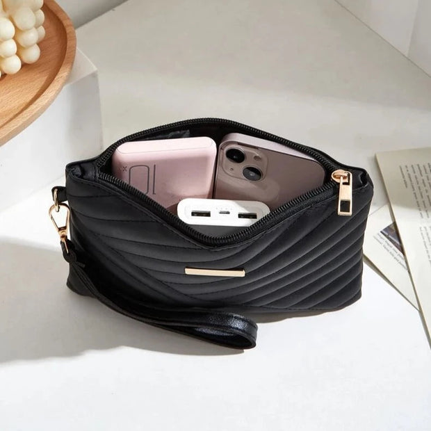 Black Embroidered Envelope Wristlet