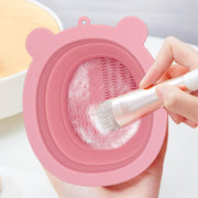 Pink Bear Folding Silicone Makeup Brush Bowl