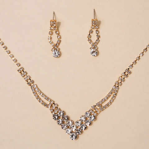 Gold Rhinestone Cecilia Necklace Set