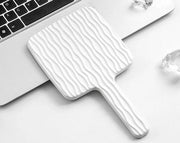 White Wavy Mini Handheld Cosmetic Mirror