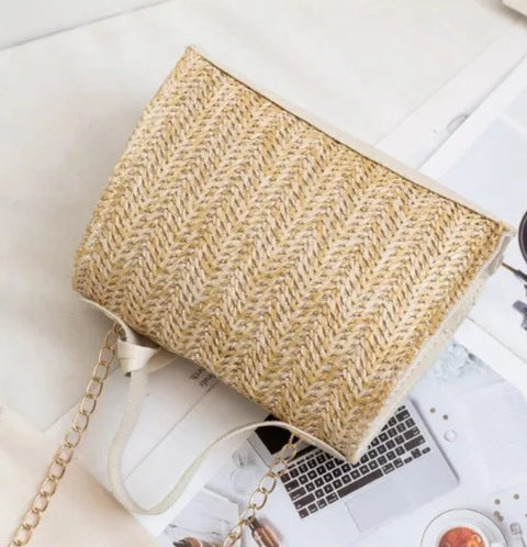 Nude Straw Handbag