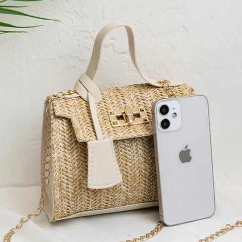 Nude Straw Handbag