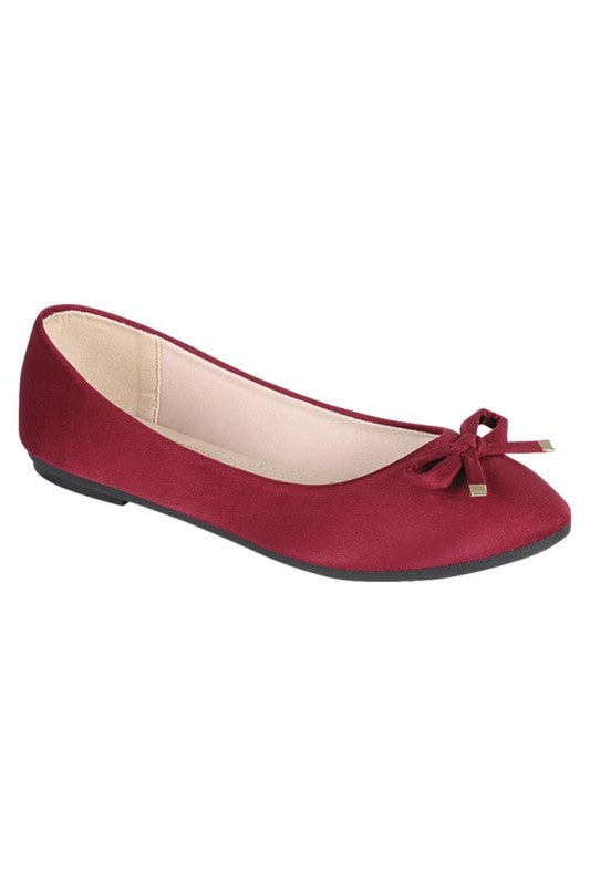 Burgundy Suede Ribbon Flat