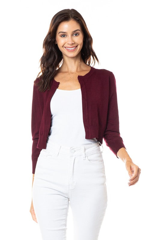 Burgundy Bolero - 3/4 Sleeve