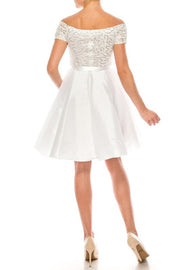 White Janet Dress - Sequins