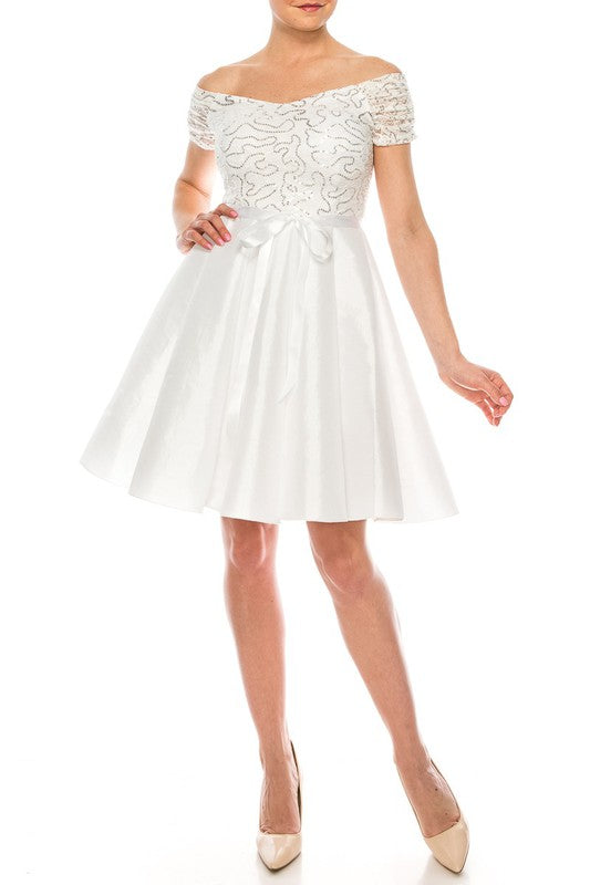 White Janet Dress - Sequins