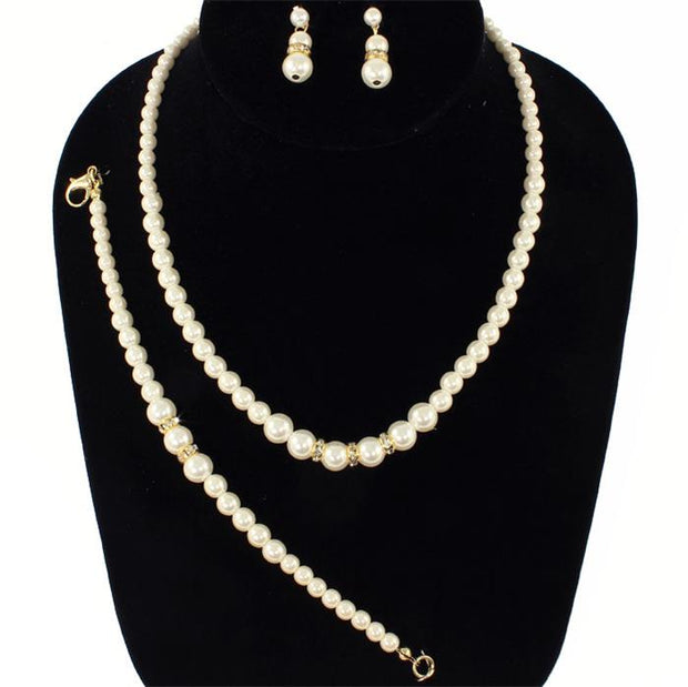 Beige Pearl Necklace Set