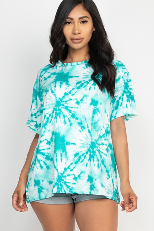 Teal Tie-Dye Oversized Top