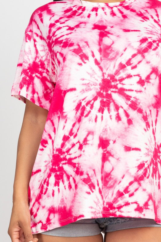 Fuchsia Tie-Dye Oversized Top