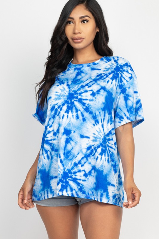 Royal Blue Tie-Dye Oversized Top