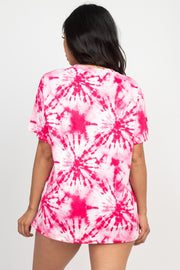 Fuchsia Tie-Dye Oversized Top