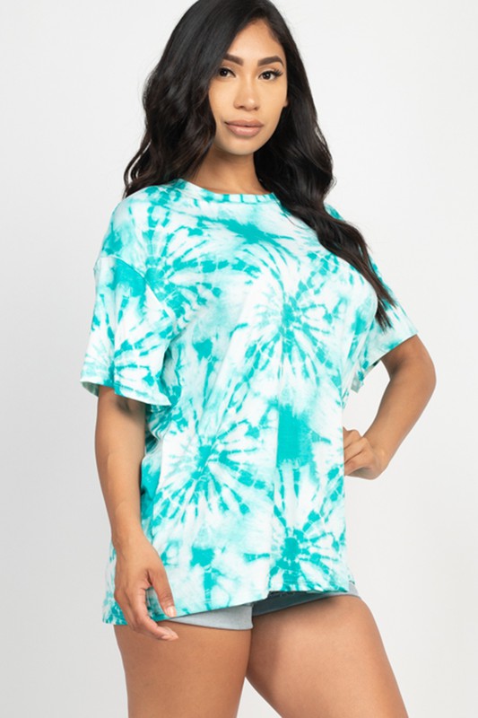 Teal Tie-Dye Oversized Top