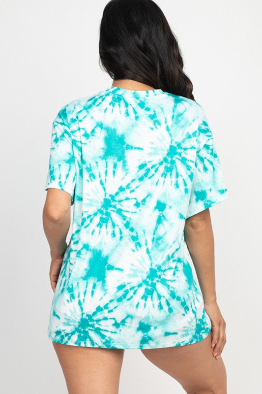 Teal Tie-Dye Oversized Top