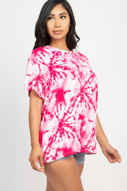 Fuchsia Tie-Dye Oversized Top