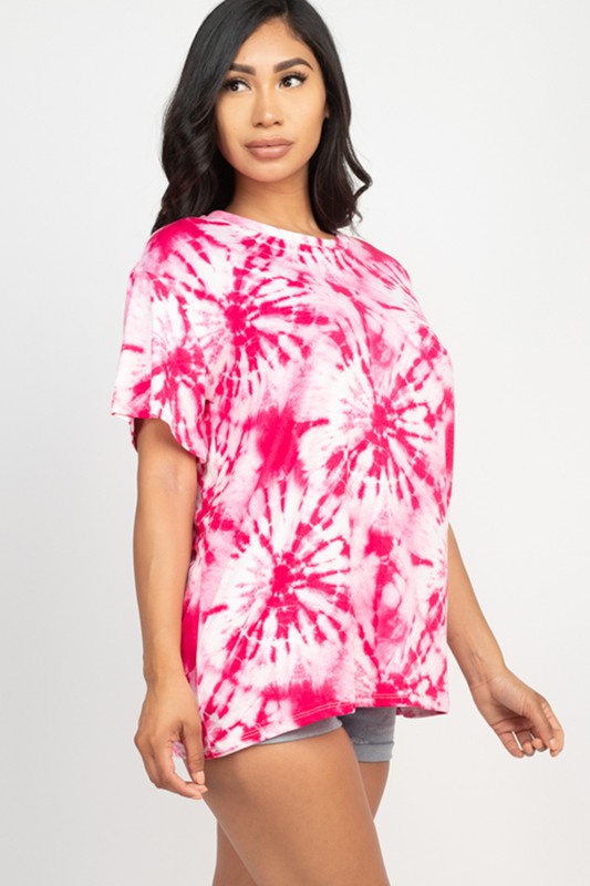 Fuchsia Tie-Dye Oversized Top