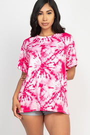 Fuchsia Tie-Dye Oversized Top