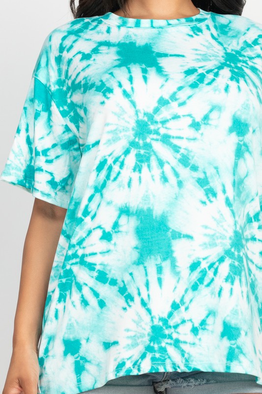 Teal Tie-Dye Oversized Top