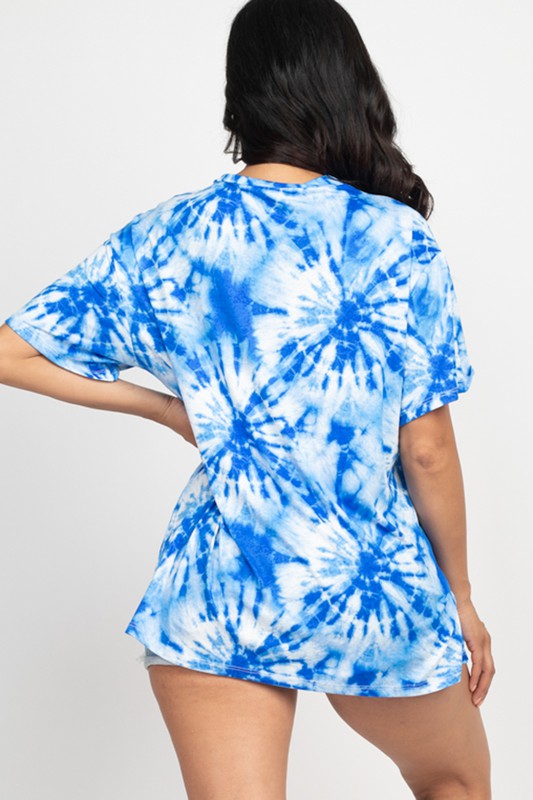 Royal Blue Tie-Dye Oversized Top