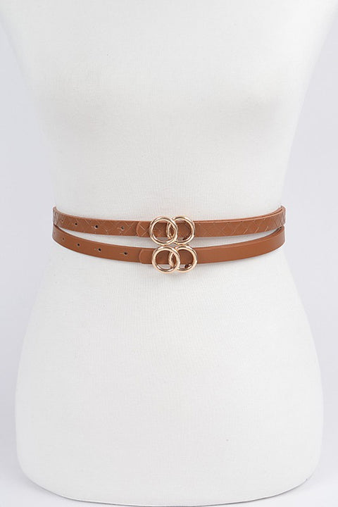 Camel Skinny Belts - Set of 2