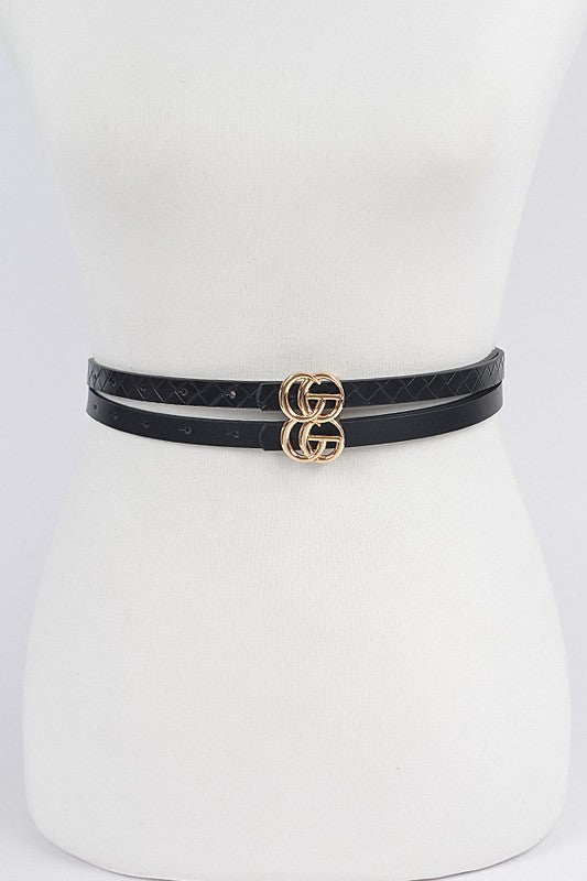 Black Skinny Belts - Set of 2