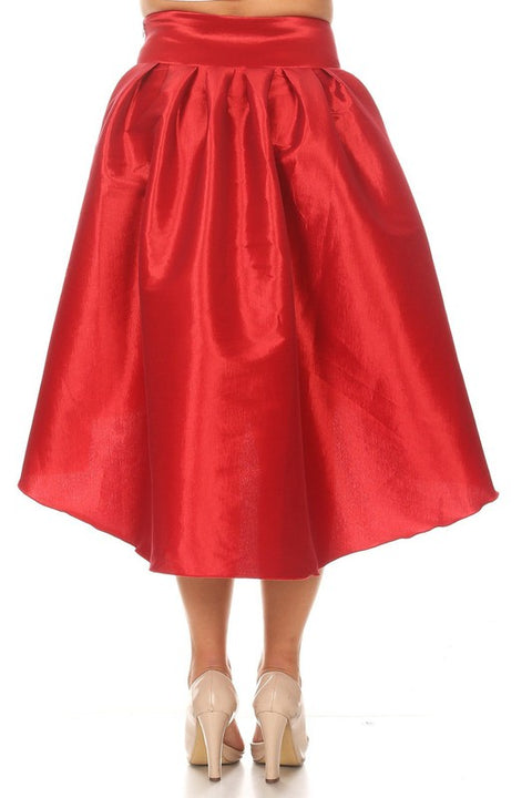 Cranberry Red Plus High Low Skirt