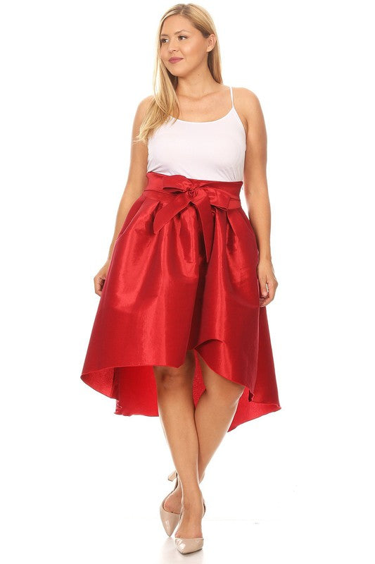 Cranberry Red Plus High Low Skirt