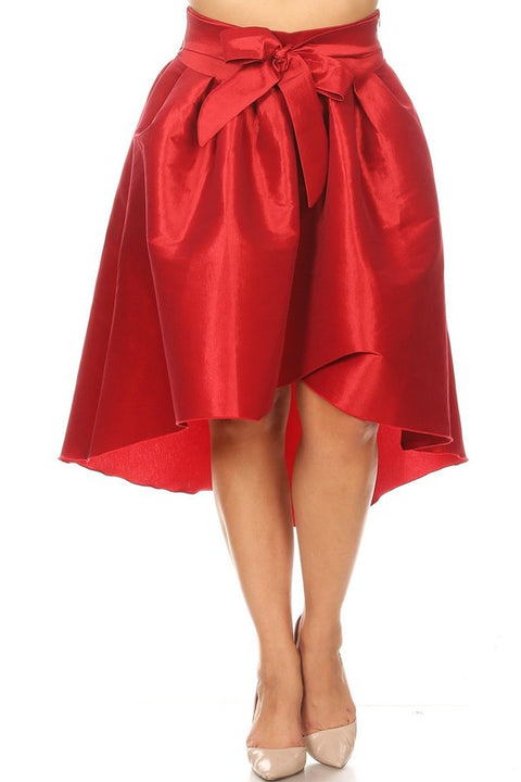 Cranberry Red Plus High Low Skirt