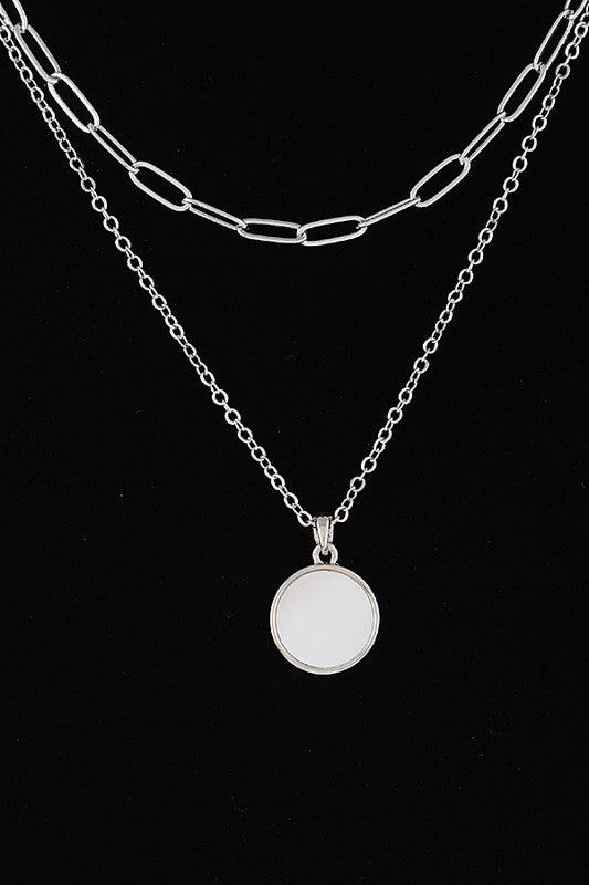 Silver Round Pendant Necklace