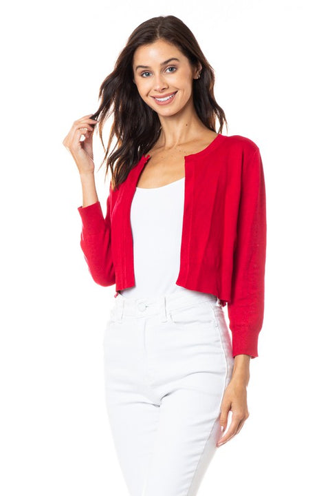 Red Bolero - 3/4 Sleeve