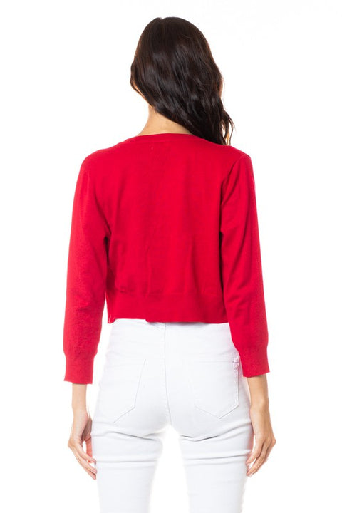 Red Bolero - 3/4 Sleeve