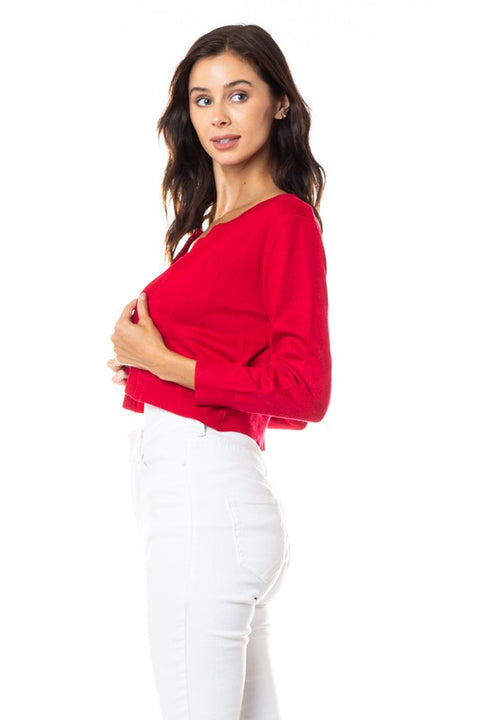 Red Bolero - 3/4 Sleeve