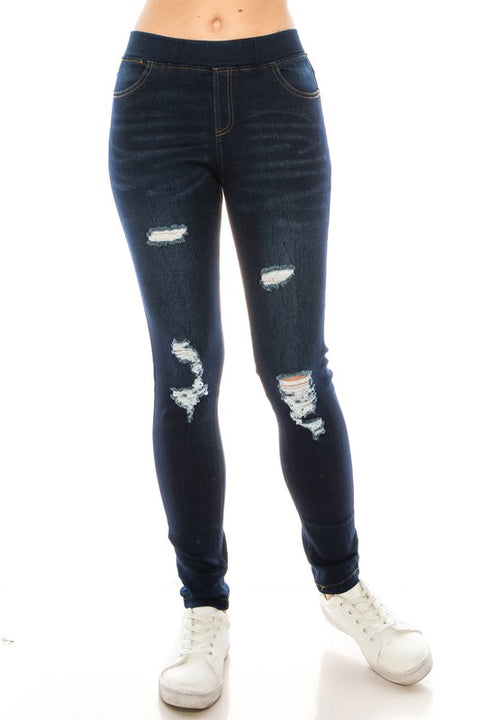 Dark Distressed Denim Jeggings