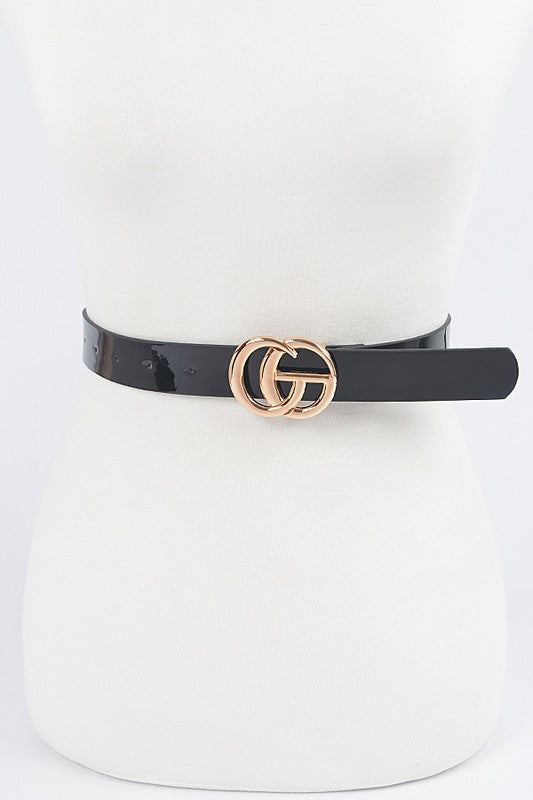 Black Patent Simple Belt