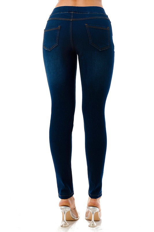 Dark Knee Distressed Denim Jeggings