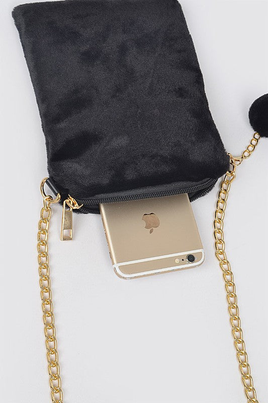 Black Fur Crossbody Bag