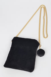 Black Fur Crossbody Bag