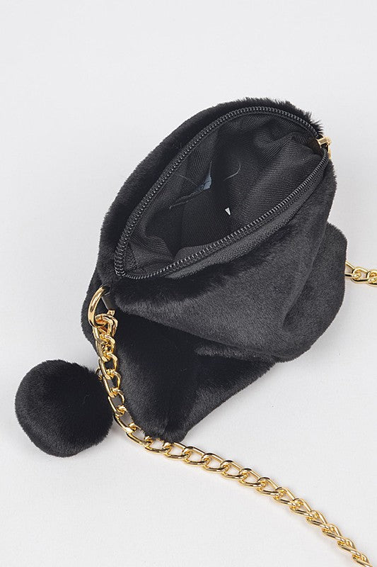 Black Fur Crossbody Bag