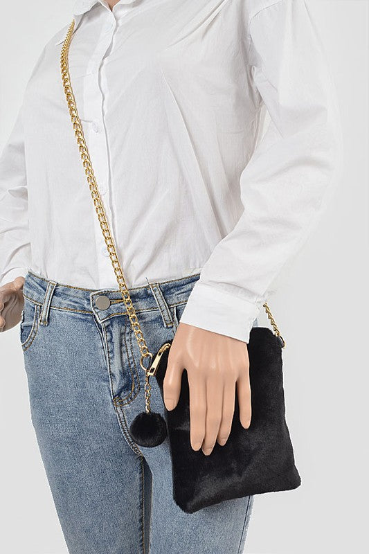 Black Fur Crossbody Bag
