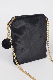 Black Fur Crossbody Bag