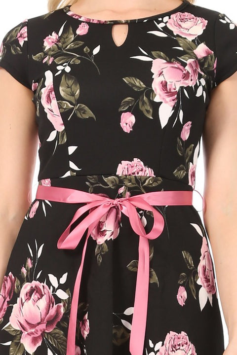 Black Mauve Floral Emma Dress