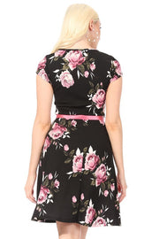Black Mauve Floral Emma Dress