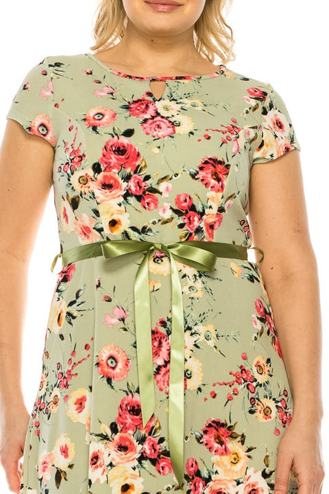 Sage Floral Emma Plus Dress