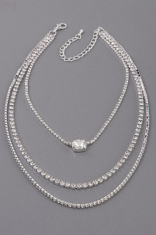 Silver Tri Choker Necklace