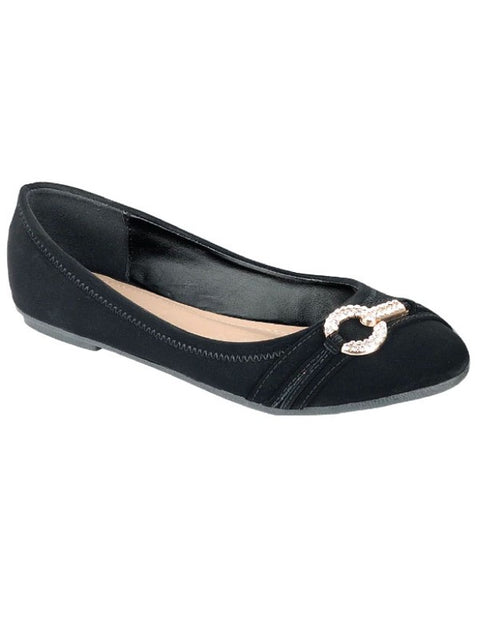 Black Side Buckle Flats