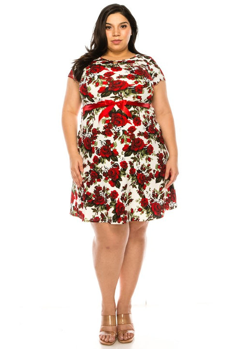 Off White Floral Emma Plus Dress
