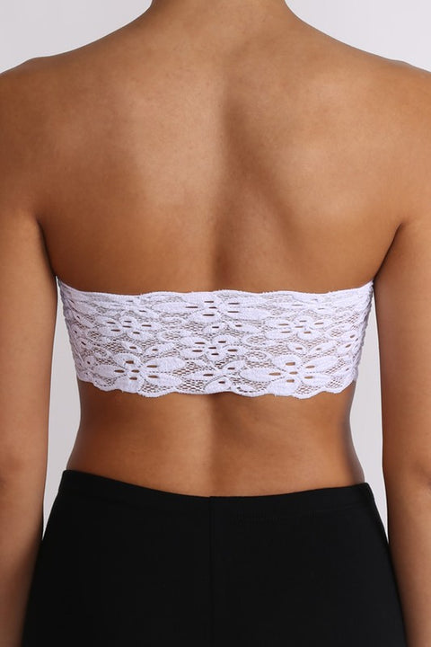 Lace Bandeau Bra - White