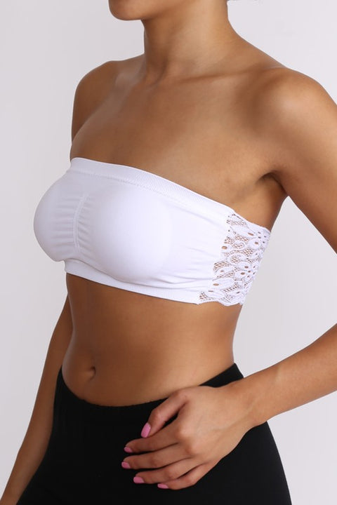 Lace Bandeau Bra - White